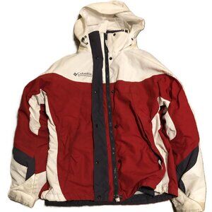 3 In 1 Columbia Hooded Winter Jacket Women's Red White Snow Ski Coat Size Large